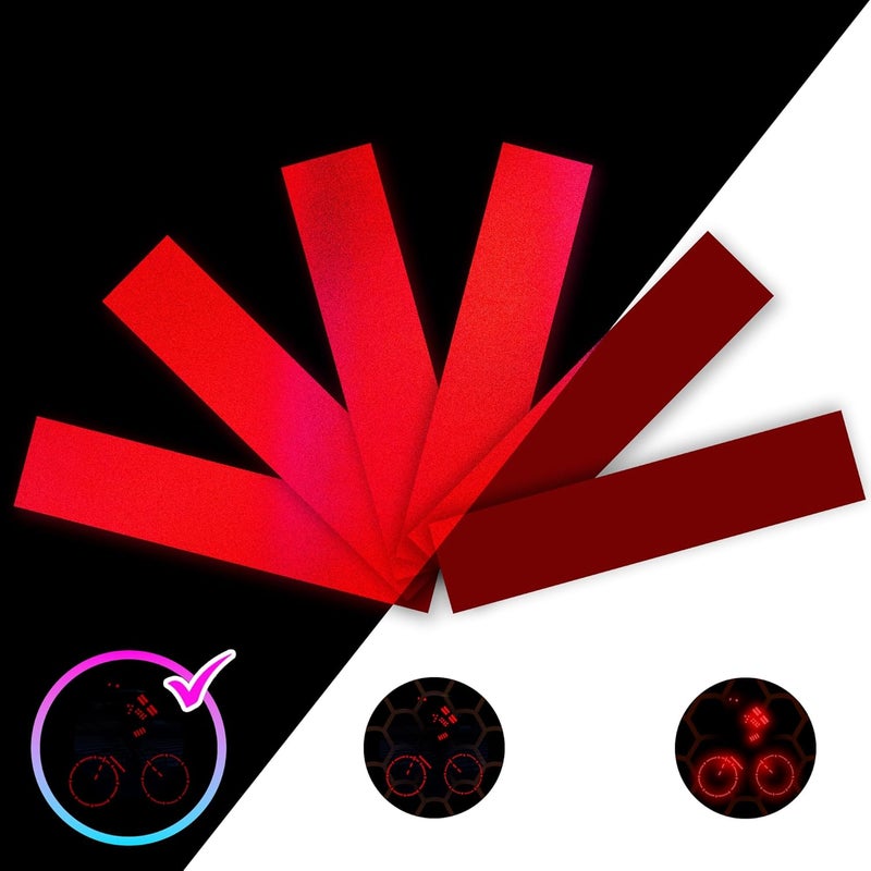 Loom Reflective Stickers for Helmet | 6pcs Engineer red | Similar to 3M Reflective Tape | Bike Reflectors for Night Riding, Mailbox reflectors | Waterproof hi vis Decals for Car, Trailer - Image 1